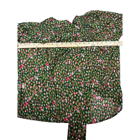 Happy X Nature Kate Hudson Women's Green Floral Peasant Top M New With Tags $78 - Picture 11 of 11